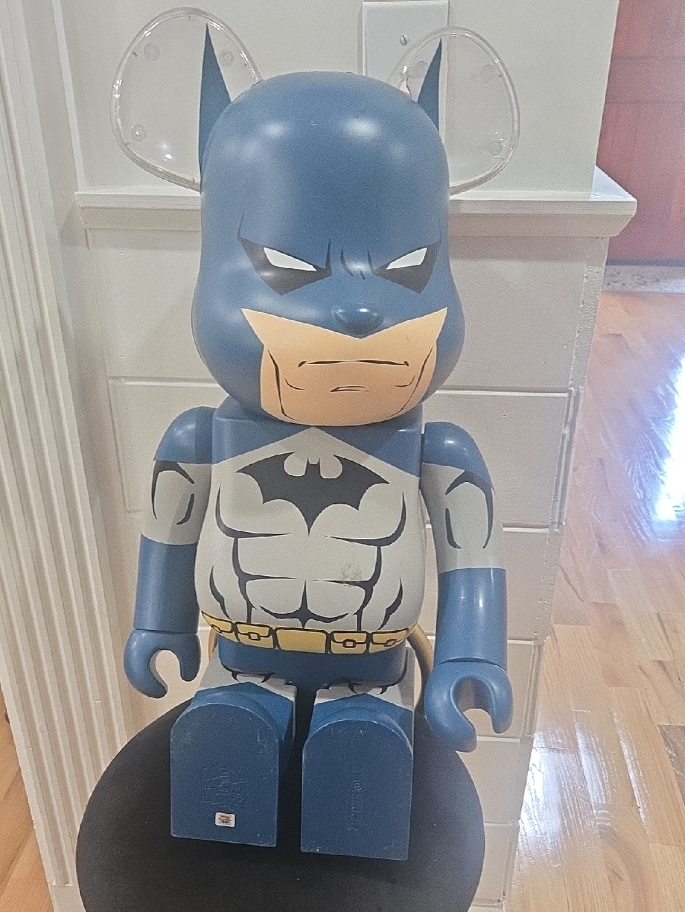 Batman Bearbrick Style Figure in Blue and Cream